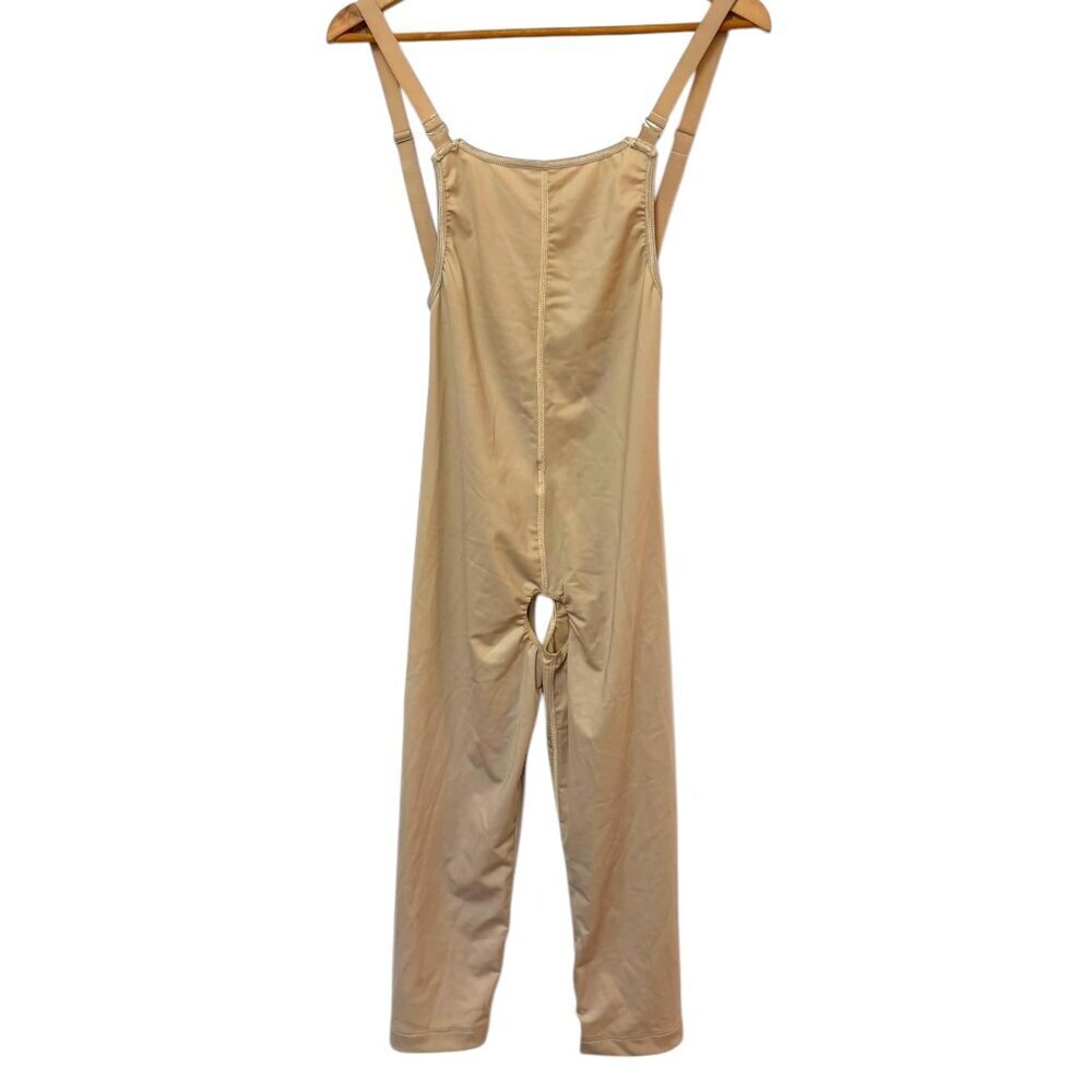 Beige Full-Length Shapewear Bodysuit with Adjustable Straps